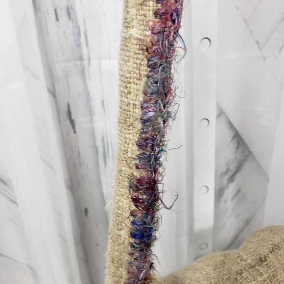 Lakhays Collection Oatmeal Fuzzy Trim 100% Hemp Messenger Crossbody Bag - Picture 3 of 15